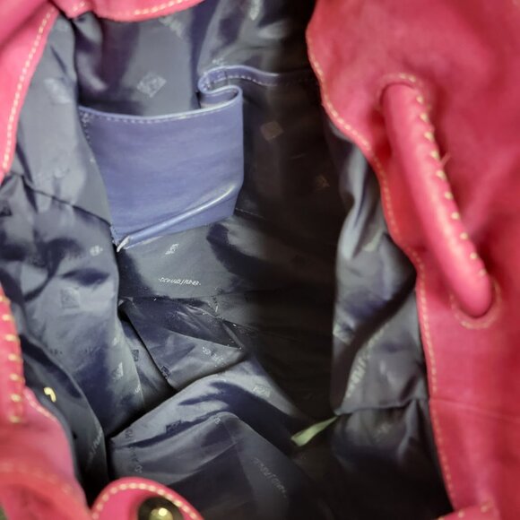👜 Donald J Pliner Pink Faux Suede Drawstring Shoulder Bag - Picture 10 of 15